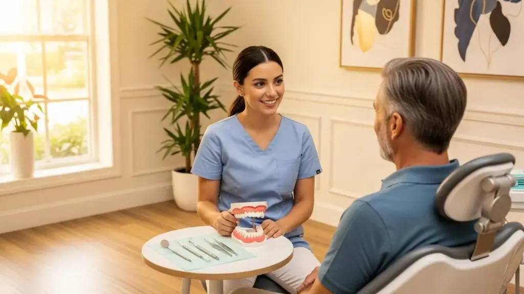 Dental consultation for full mouth dental implants in a welcoming clinic setting