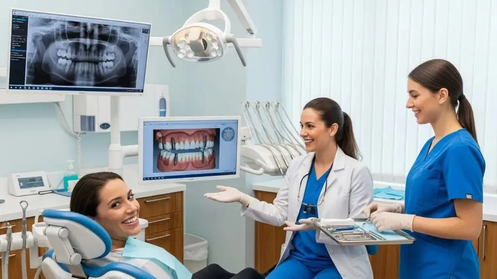 Dental clinic with a patient receiving full mouth dental implants, highlighting expert care and modern techniques