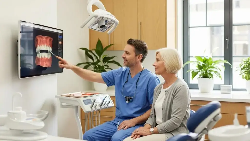 Dental consultation for full mouth dental implants in a modern clinic