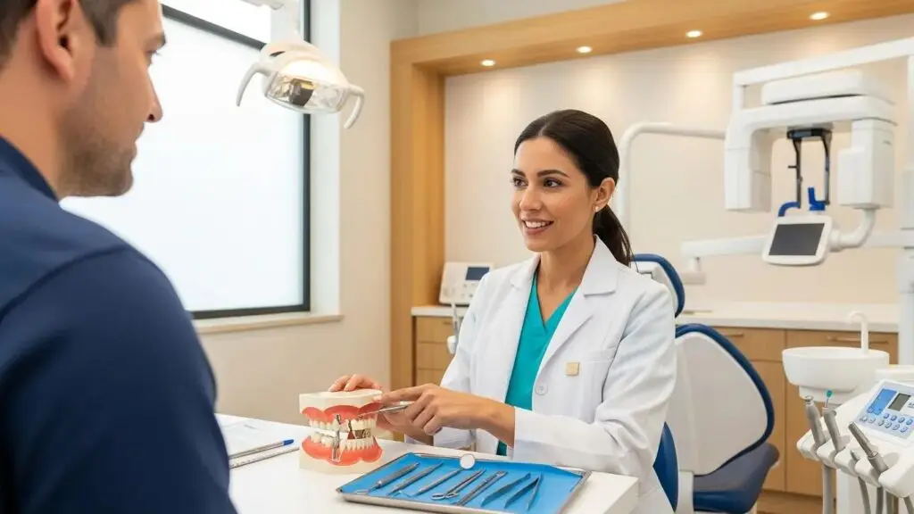 Dental consultation in a clinic focusing on dental implants