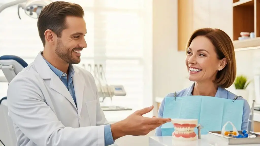Smiling patient with dental implants in a welcoming dental office